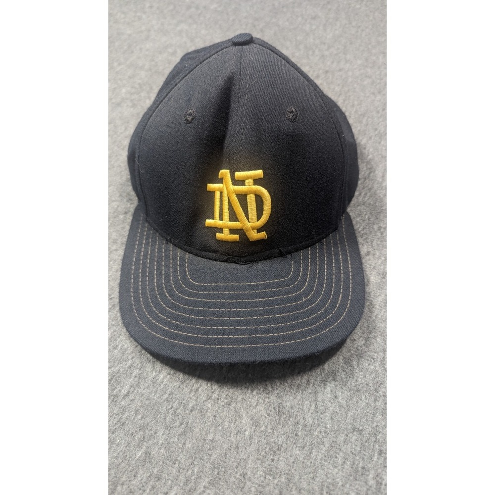 Vtg Notre Dame Hat Cap Snapback Medium Large Fighting Irish Blue New Era USA‎